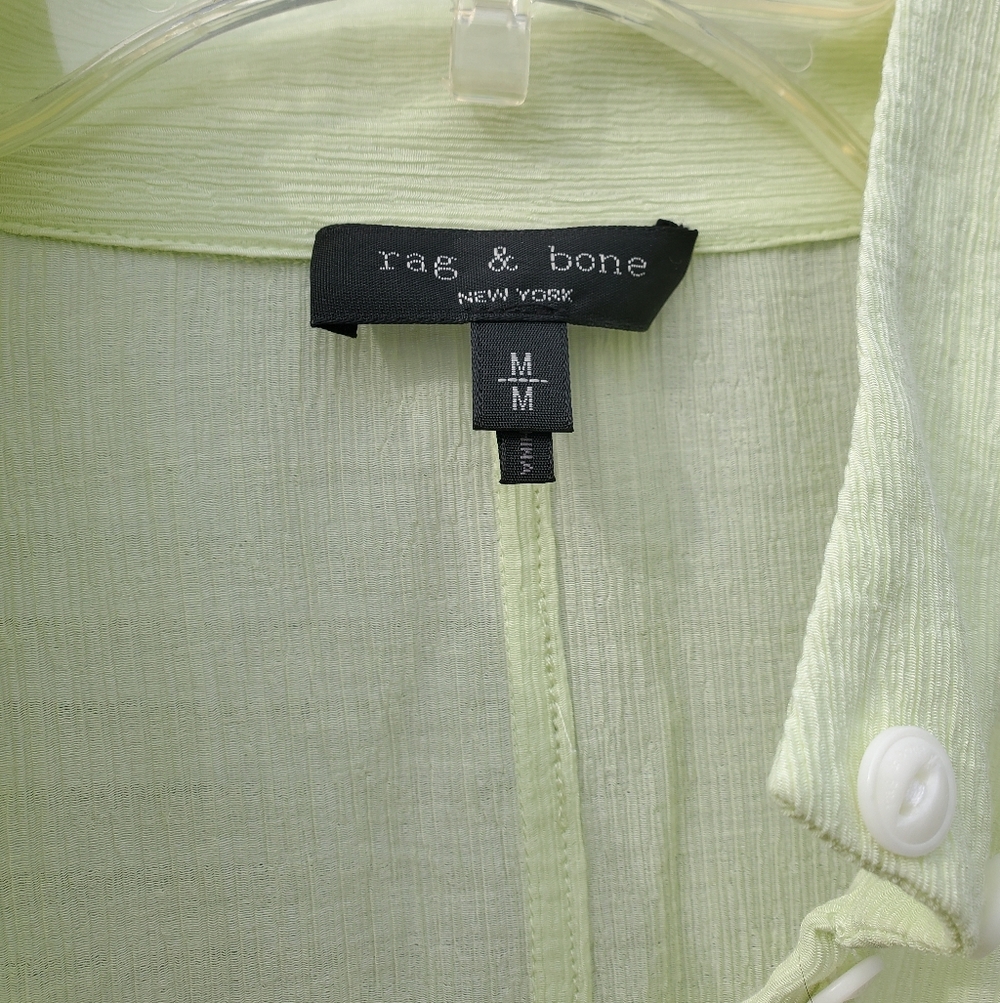 rag & bone Light Libby Tiered Seam Crinkle Dress In Luna Moth Green - Picture 9 of 16
